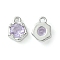 Brass Micro Pave Cubic Zirconia Charms, Cadmium Free & Nickel Free & Lead Free, Irregular Shape Charm, Real Platinum Plated, Lilac, 9x7x3mm, Hole: 1.4mm