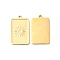 Ion Plating(IP) 316L Surgical Stainless Steel Pendants, Nickel Free, Rectangle with Sun Charm, Textured, Real 18K Gold Plated, 17x10x1mm, Hole: 1.1mm