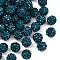 Polymer Clay Rhinestone Beads, Pave Disco Ball Beads, Grade A, Half Drilled, Round, Blue Zircon, PP9(1.5.~1.6mm), 6mm, Hole: 1.2mm