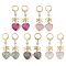 Natural Mixed Gemstone Heart & Bowknot Drop Earrings, 304 Stainless Steel Leverback Earrings, 46mm