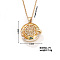 Vintage Sparkling Rhinestone Sun Pendant Necklaces, Brass Cable Chain Necklaces for Women, Golden, 15.75 inch(400mm)