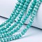 Electroplate Glass Beads Strands, Opaque Solid Color, AB Color Plated, Faceted, Rondelle, Medium Turquoise, 2.3~2.7x2mm, Hole: 0.4mm, about 144~150pcs/strand, 28~29cm