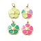 304 Stainless Steel Enamel Pendants, with Jump Ring, Flower Charms, Ion Plating(IP), Real 14K Gold Plated, Mixed Color, 19x16x3mm, Hole: 4mm