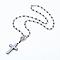 Non-magnetic Synthetic Hematite Pendant Necklaces, Rosary Bead Necklaces for Easter, Cross and Oval with Virgin, 20 inch(51cm), Packing Size: 92x61x29mm
