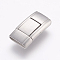 Tarnish Resistant 304 Stainless Steel Bayonet Clasps, Rectangle, Frosted, Stainless Steel Color, 24x12.5x5mm, Hole: 3x11mm