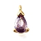 Brass Micro Pave Cubic Zirconia Pendants, Cadmium Free & Nickel Free & Lead Free, Teardrop Charms, Real 18K Gold Plated, Medium Purple, 9.5x5x4mm, Hole: 1.4mm