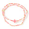 2Pcs Bohemian Glass Seed Beaded Stretch Bracelet Sets, Cross Bracelets for Women, Pink, 6-1/2 inch(16.5cm)