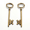 Tibetan Style Alloy Skeleton Key Large Pendants, Cadmium Free & Nickel Free & Lead Free, Antique Bronze, 80x23x3mm, Hole: 12x18mm