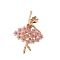 Ballet Dancer Girl Alloy Resin Brooches for Backpack Clothes, with Rhinestone, Pink, 50x35mm