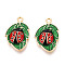 Alloy Enamel Pendants, Cadmium Free & Nickel Free & Lead Free, Light Gold, Ladybug & Leaf Chaarm, Rack Plating, FireBrick, 23x14.5x3.5mm, Hole: 1.6mm