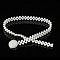 Alloy & Acrylic Imitation Pearl Beaded Elastic Chain Belts, White, Silver Color Plated, Flat Round, 600~800mm
