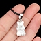 Natural Howlite Carved Pendants, Bear Charms with Metal Snap on Bails, Platinum, 18x10mm