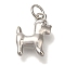 Rack Plating Brass Pendants, Cadmium Free & Lead Free, Long-Lasting Plated, Dog Charms, Platinum, 14x10x4mm, Hole: 3.5mm