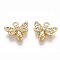 Brass Micro Pave Cubic Zirconia Charms, Bee, Clear, Nickel Free, Real 18K Gold Plated, 8.5x9.5x2mm, Hole: 1mm