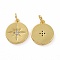 Brass Micro Pave Cubic Zirconia Pendants, Cadmium Free & Nickel Free & Lead Free, Real 18K Gold Plated, with Jump Ring, Flat Round with Star Charms, Clear, 15x13x2mm, Jump Ring: 5x0.8mm, Inner Diameter: 3.2mm