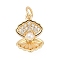Brass Micro Pave Cubic Zirconia with Plastic Pearl Charms, Shell Shape, with Jump Ring, Real 18K Gold Plated, 15x10.5x4mm, Hole: 3.5mm