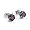 Retro 304 Stainless Steel Stud Earrings, with Cubic Zirconia and Ear Nuts, Crown, Red, Antique Silver, 6.5mm, Pin: 0.6mm