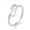 304 Stainless Steel with Rhinestone Heart Finger Ring for Women, Stainless Steel Color, 7mm, US Size 6~9(16.5~18.9mm)