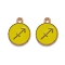 Alloy Enamel Pendants, Flat Round with Constellation/Zodiac Sign, Golden, Sagittarius, 15x12x2mm, Hole: 1.5mm