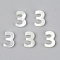 Natural White Shell Mother of Pearl Shell Charms, Number, Num.3, 10x7x2mm, Hole: 0.8mm