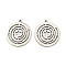 Non-Tarnish 316L Surgical Stainless Steel Pendants, Laser Cut, Flat Round with Star Charm, Stainless Steel Color, 20x18x1mm, Hole: 1.2mm