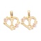 Real 18K Gold Plated Brass  Pendants, Heart with Alphabet, Letter.I, 18x20x3mm, Hole: 6.5x3mm