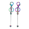 Electroplate Alloy and Brass Bar Beadable Keychain for Jewelry Making DIY Crafts, with Lobster Clasps, Rainbow Color, 15.8x2.4cm