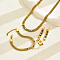 Retro Vintage 201 Stainless Steel Cubic Zirconia Chain Bracelets & Earrings & Necklaces & Rings Sets for Women, Golden