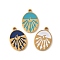 304 Stainless Steel Enamel Charms, Oval Charms, Ion Plating(IP), Real 18K Gold Plated, Mixed Color, 14x9.5x1.5mm, Hole: 1.2mm