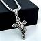 Greek Retro Style Stainless Steel Cross Praying Hand Pendant Necklaces for Men, Stainless Steel Color