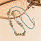 Bohemian Vacation Style Glass Teardrop Cube Round Beaded Long Women's Vintage Fashion Necklaces, Platinum, Sky Blue, 35.04 inch(89cm)