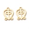 Brass Pendants, Long-Lasting Plated, Adinkra Symbols Odo Nyera Fie Kwan, Real 18K Gold Plated, 18x12x1mm, Hole: 1.5mm