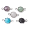Natural & Synthetic Mixed Stone Connector Charms, 304 Stainless Steel Half Round Links, 10x16~16.5x10mm, Hole: 2mm