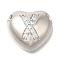 Rack Plating Brass Micro Pave Cubic Zirconia Pendants, Cadmium Free & Lead Free, Heart with Letter A~Z Charms, Platinum, Letter X, 14.5x16x6mm, Hole: 3mm