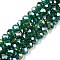 Electroplate Glass Beads Strands, AB Color Plated, Faceted, Rondelle, Green, 6x5mm, Hole: 1mm, about 80~85pcs/strand, 38~40cm