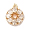 Brass Micro Pave Clear Cubic Zirconia Pendants, Nickle Free, Round, Real 18K Gold Plated, 15x12x3mm, Hole: 1.2mm