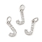 Brass Micro Pave Grade AAA Cubic Zirconia Charms, Letter J, Cadmium Free & Nickel Free & Lead Free, Real Platinum Plated, 9x4.5x1.5mm, Hole: 2mm