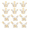 12Pcs 2 Styles Brass with Clear Cubic Zirconia Charms, Butterfly Charms, Real 14K Gold Plated, 10.5~15.5x12.7~13x3.4mm, Hole: 1.2~1.5mm, 6pcs/style