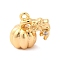 Brass Rhinestone Pendants, Cadmium Free & Nickel Free & Lead Free, Pumpkin Charms, Real 18K Gold Plated, 11x11.5x7.5mm, Hole: 1.2mm