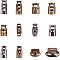 PandaHall Elite 24pcs 12 Styles Alloy Toggle Stoppers, Single/Double Hole Spring Loaded Stop Sliding Cord Fastener Locks Buttons for Backpacks Shoelace Replacement Antique Bronze Gunmetal