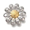 304 Stainless Steel Connector Charms, Sunflower Links, Real Gold Plated & Stainless Steel Color, 14x14x2mm, Hole: 1.4mm