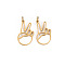 304 Stainless Steel ASL Charms, Peace Hand Charms, with Jump Rings, Laser Cut, Gesture for Win, Real 14K Gold Plated, 12.5x7.5x1mm, Jump Ring: 2.8x0.5mm, 1.8mm inner diameter