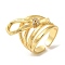 Bowknot Brass Micro Pave Cubic Zirconia Open Cuff Rings, Multi-layer Ring for Women, Lead Free & Cadmium Free, Real 18K Gold Plated, 18x22mm, Adjustable