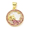 Brass Micro Pave Clear Cubic Zirconia Pendants, Cadmium Free & Nickel Free & Lead Free, with Shell, Real 18K Gold Plated, Aries, 19x16.8x3mm, Hole: 4x3.5mm