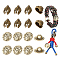 10Pcs Helmet Alloy Beads, with 10Pcs Half Round with Shield Pattern Shank Buttons, Mixed Color, Beads: 16x11x10.5mm, Hole: 1.6mm, 10pcs; Buttons: 17x9.5mm, Hole: 5.5mm, 10pcs