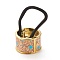 Alloy Ponytail Cuff Rubber Elastic Hair Ties, with Enamel, Heart Pattern, Girls Hair Accessories, Golden, Blue, 33.5x22mm, Inner Diameter: 29mm, Rope: 3.5mm