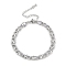 Rack Plating Brass Bracelets for Women, Long-Lasting Plated, Lead Free & Cadmium Free, Platinum, 7-1/2 inch(18.9cm).