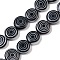 Handmade Lampwork Beads Strands, Flat Round with Vortex, Black, 10~11x4mm, Hole: 0.7mm, about 38pcs/strand, 14.29~14.57''(36.3~37cm)