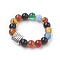 Natural Agate Stretch Finger Rings, with Alloy Finding, Size 10, Antique Silver, 20mm