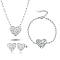 Non-Tarnish Stainless Steel Jewelry Sets for Women, Stud Earring & Bracelets & Necklaces, Stainless Steel Color, 15-3/8 inch(39cm)
